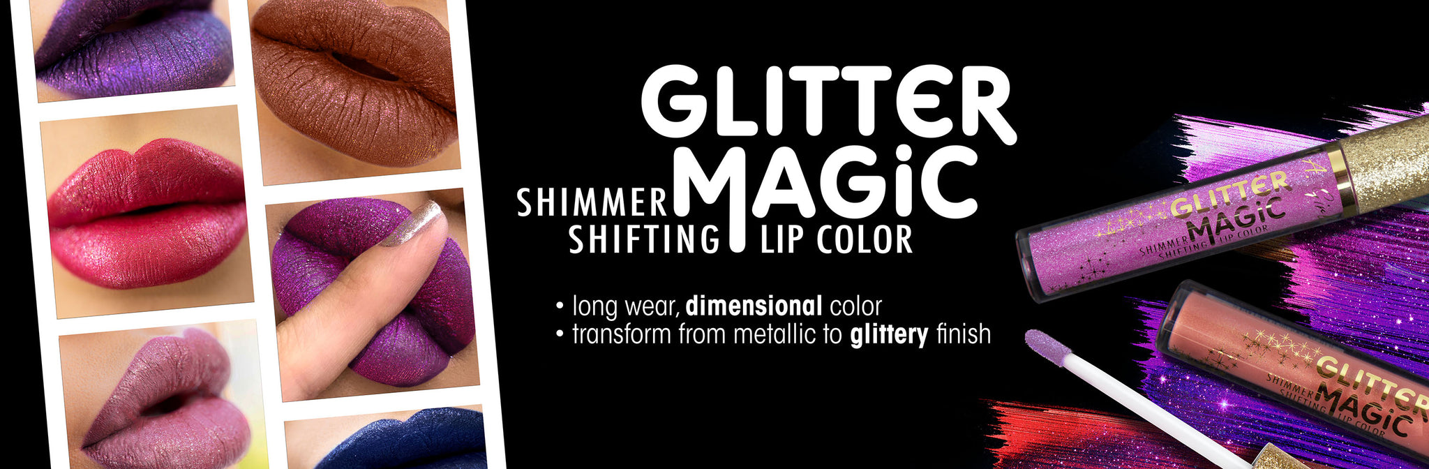 LAG Glitter Magic Lip Color web banner landing page promo