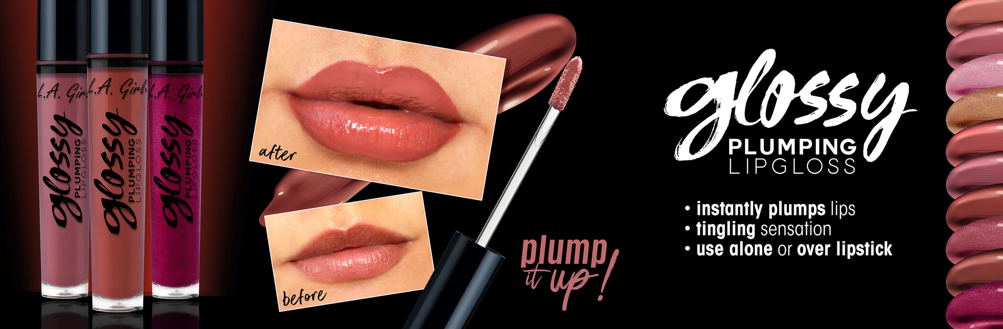 LAG glossy plumping lipgloss web banner landing page promo