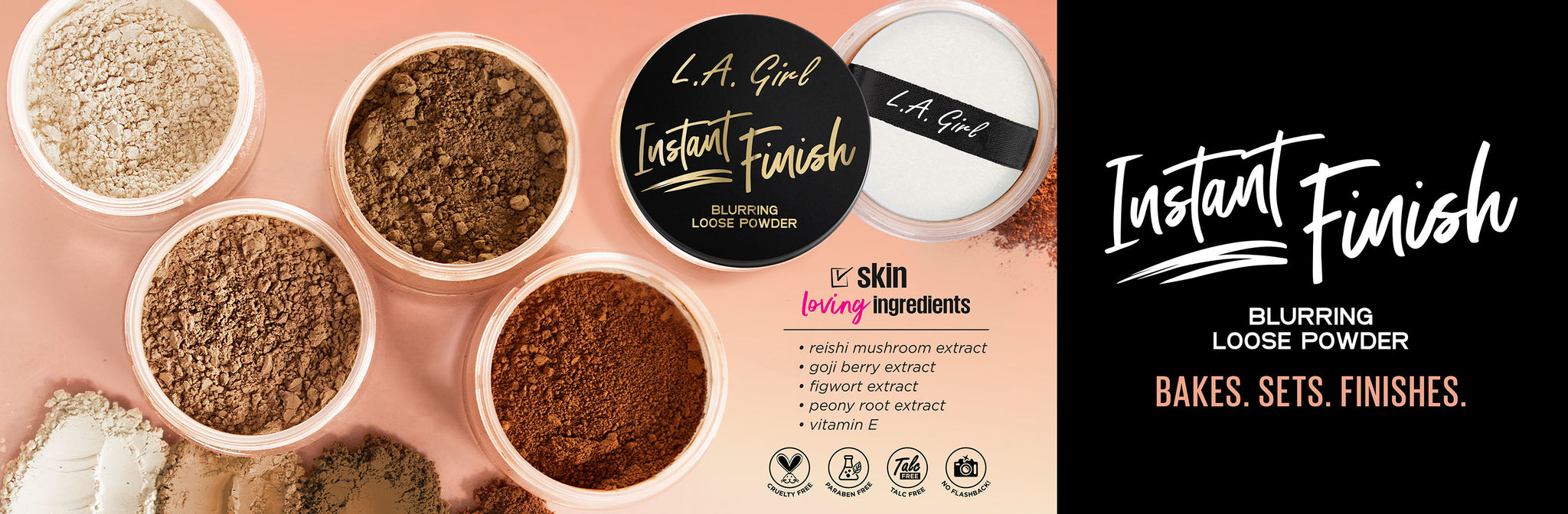LAG instant finish loose powder web banner promo
