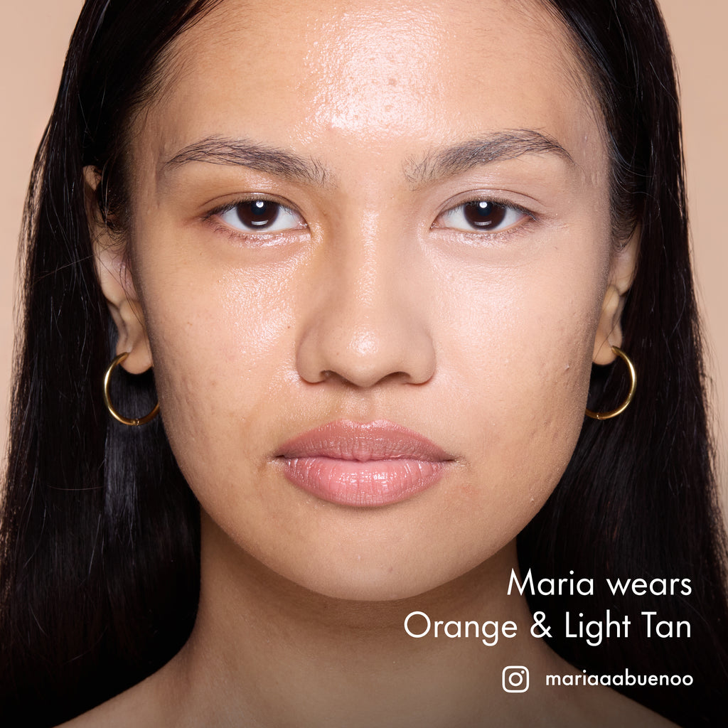 Maria wearing blended HD PRO.Conceal Orange and Light Tan.