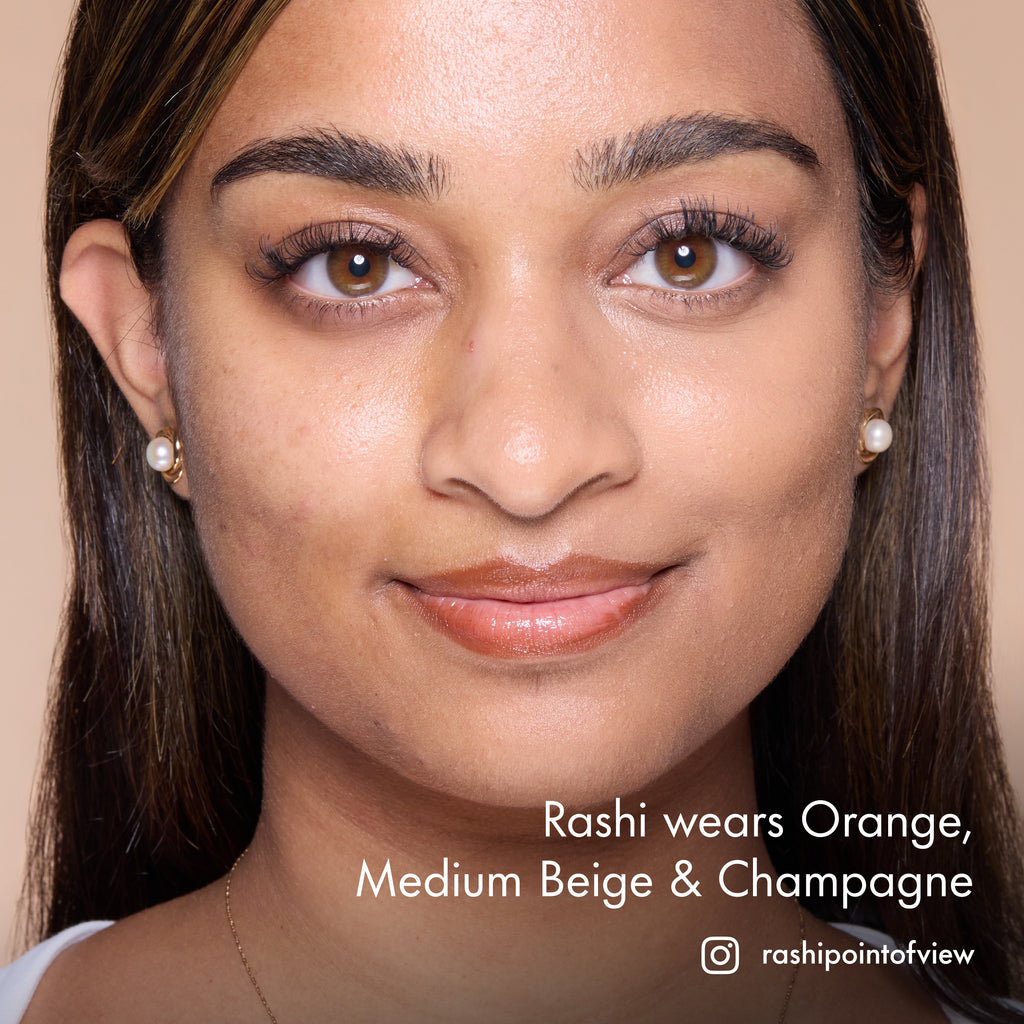 Rashi wearing blended HD PRO.Conceal Orange, Medium Beige and Champagne.